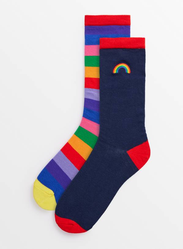 Pride Rainbow Ankle Socks 2 Pack  4-8